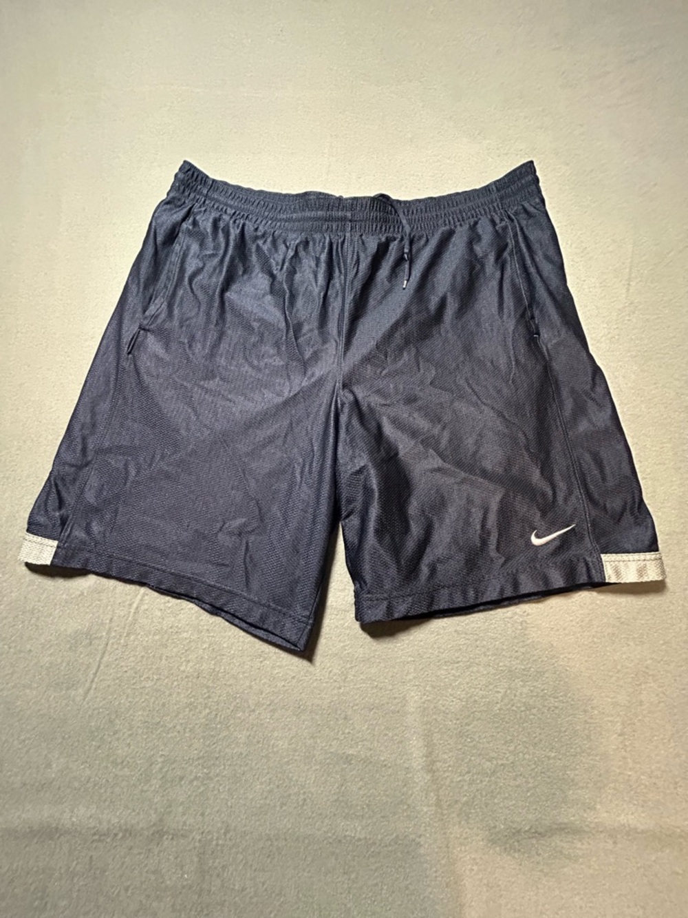 Nike Men's Dark Navy Athletic Shorts with White Swoosh